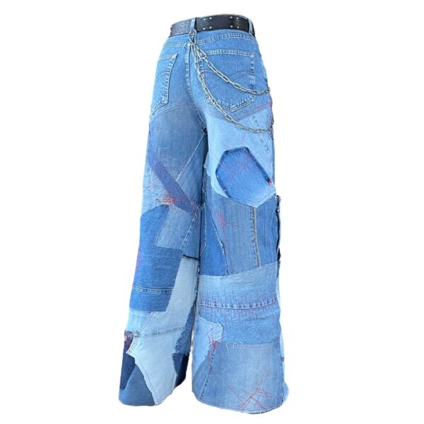 Blue patch jeans, red stitch (W70cm) - Image 3