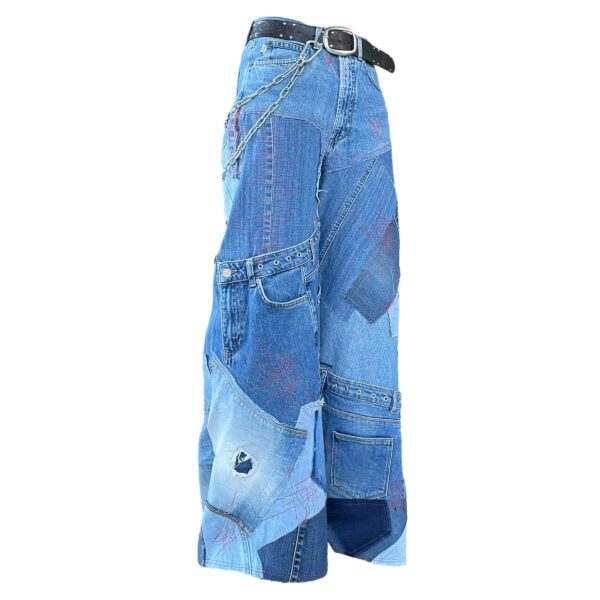 Blue patch jeans, red stitch (W70cm) - Image 2