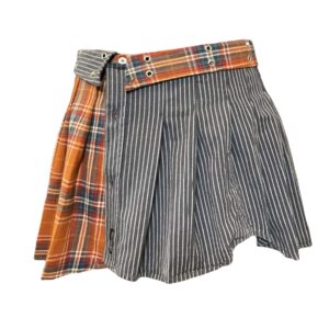 Pleated shirt skirt, orange (S)