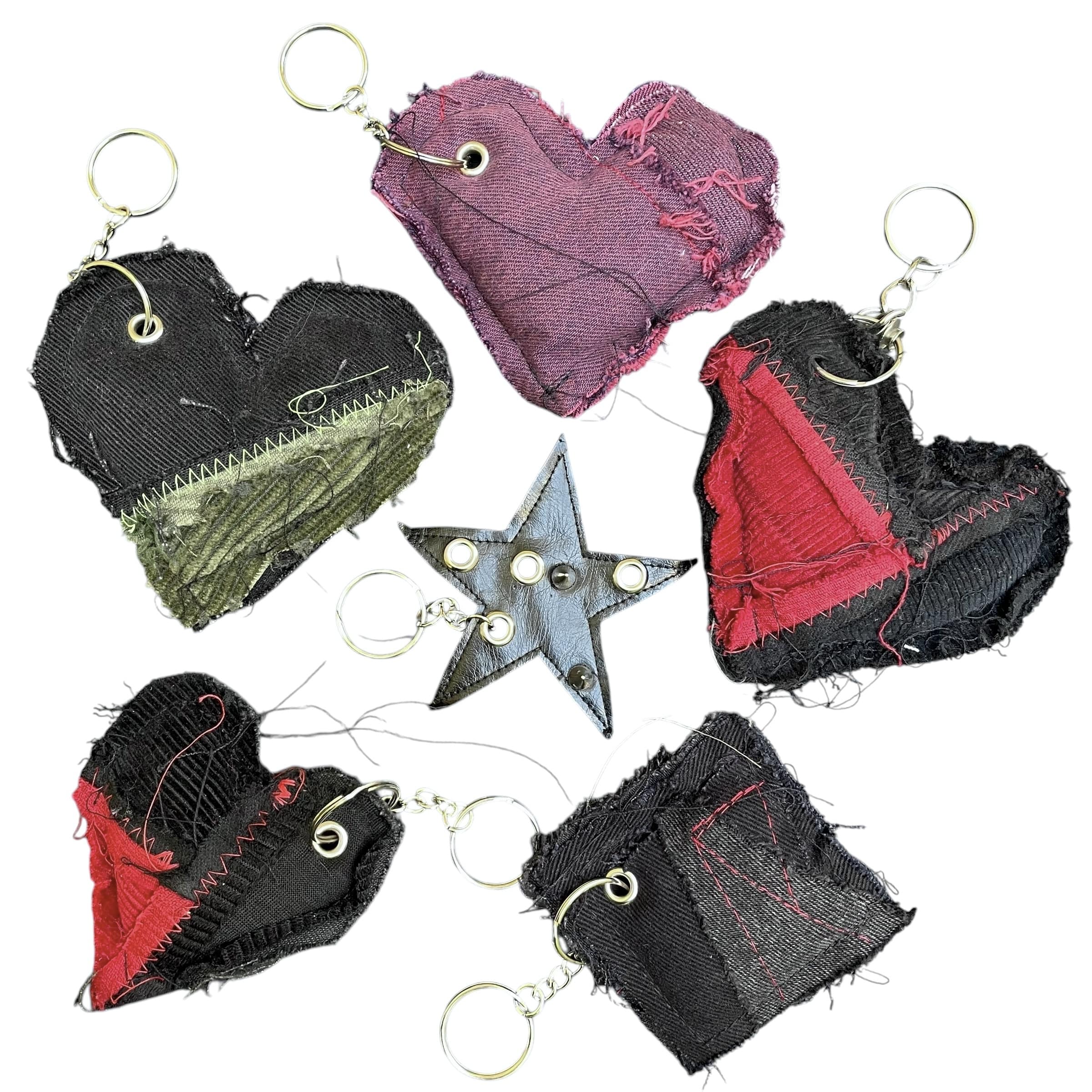 Upcycled padded keyrings
