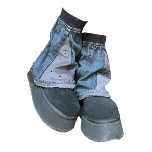 Grey-blue denim ankle warmers