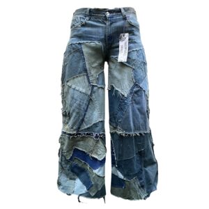 Sea green patchwork jeans XL