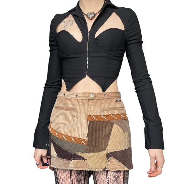 Brown western mini skirt (S) - Image 2