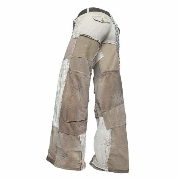 Beige patchwork jeans (XS) - Image 6