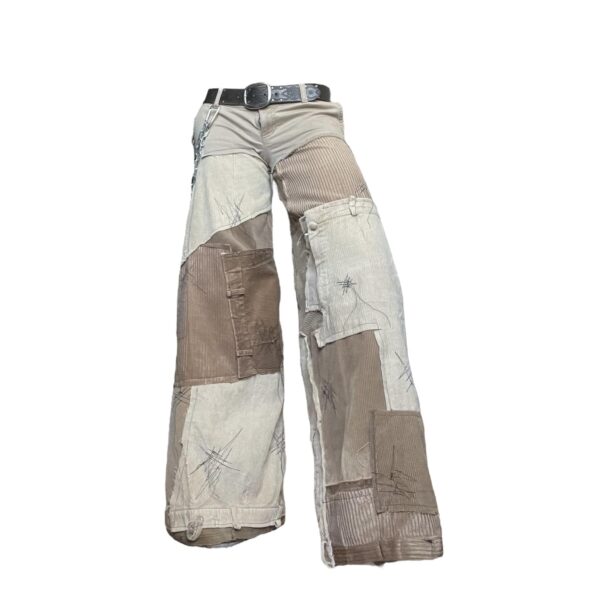 Beige patchwork jeans (XS) - Image 2