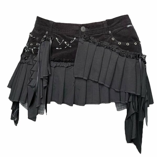 Black baby frill mini skirt (XL)