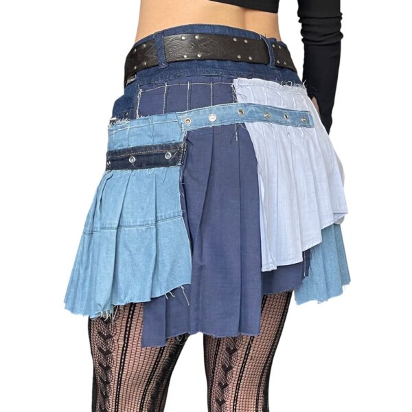 Blue pleated denim skirt (M) - Image 4