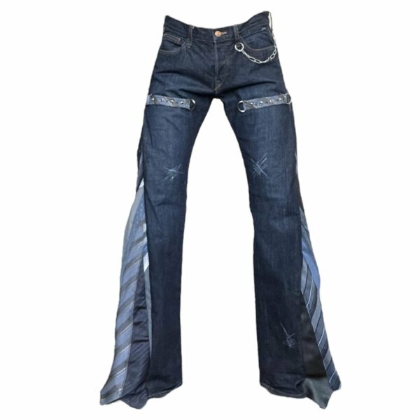 Blue tie chain flare denim jean - Image 2