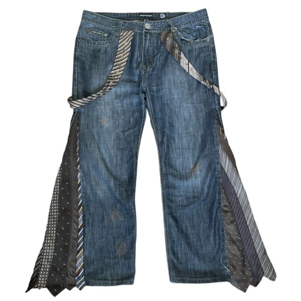 Brown tie strappy flare denim jean - Image 4