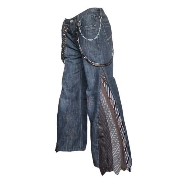 Brown tie strappy flare denim jean