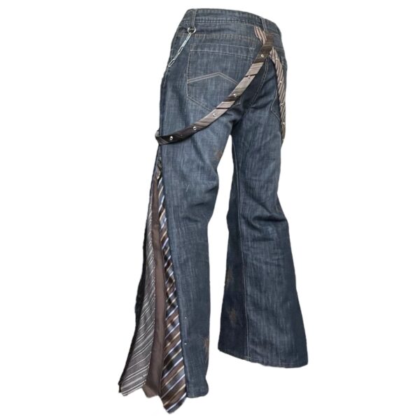 Brown tie strappy flare denim jean - Image 2