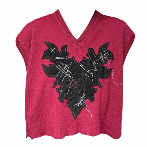 Burgundy cyber heart sweater vest (XL)