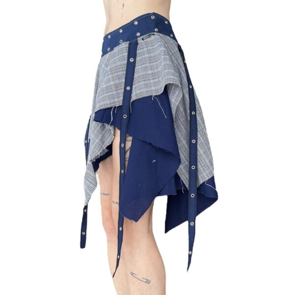 Fairy punk tiered skirt -blue check (S) - Image 4