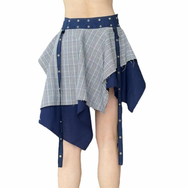 Fairy punk tiered skirt -blue check (S) - Image 5