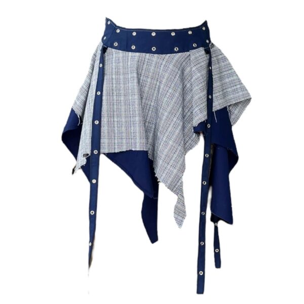 Fairy punk tiered skirt -blue check (S)