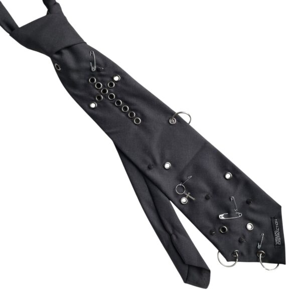 Studded punk tie - black grey cross - Image 2