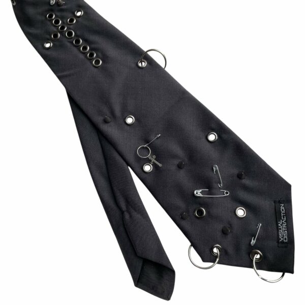 Studded punk tie - black grey cross - Image 3