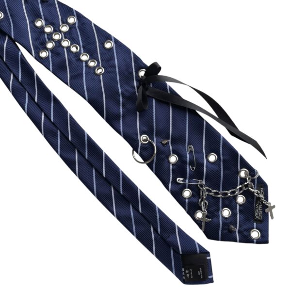 Studded punk tie - blue cross - Image 3