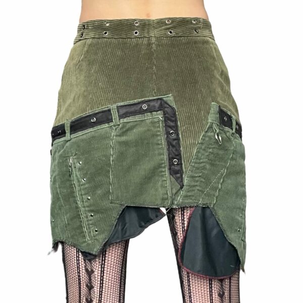 Green cord asymmetric skirt (S) - Image 5