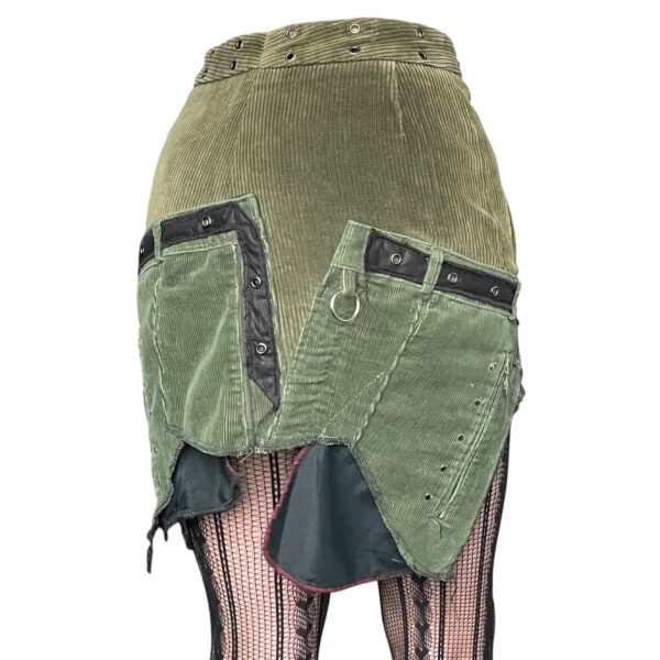 Green cord asymmetric skirt (S) - Image 7