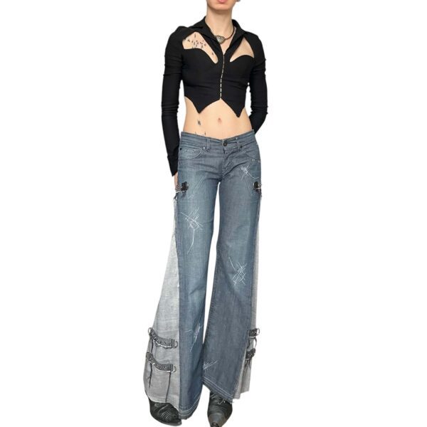 Dusty blue flare jeans (XS) - Image 3