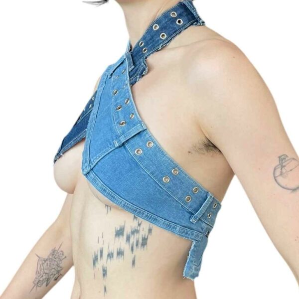 Mixed blue denim halter neck (Size S) - Image 5