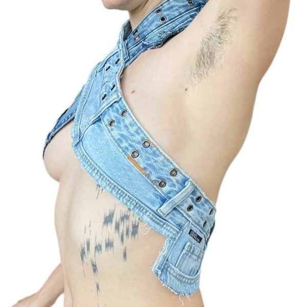 Blue denim halter neck (Size S) - Image 3