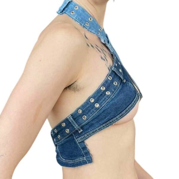 Mixed blue denim halter neck (Size S) - Image 4