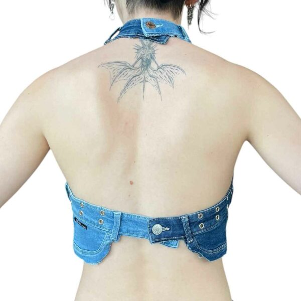 Mixed blue denim halter neck (Size S) - Image 3