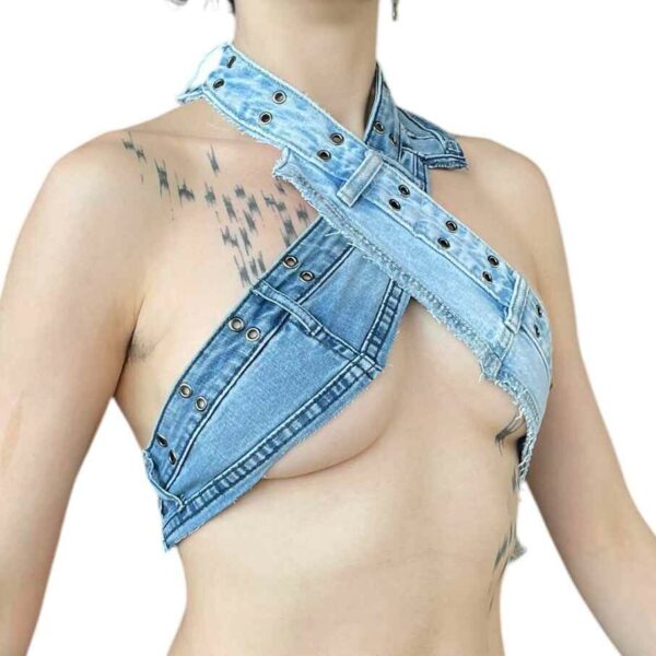 Blue denim halter neck (Size S) - Image 5