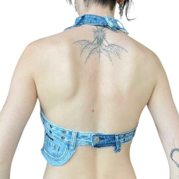 Blue denim halter neck (Size S) - Image 4