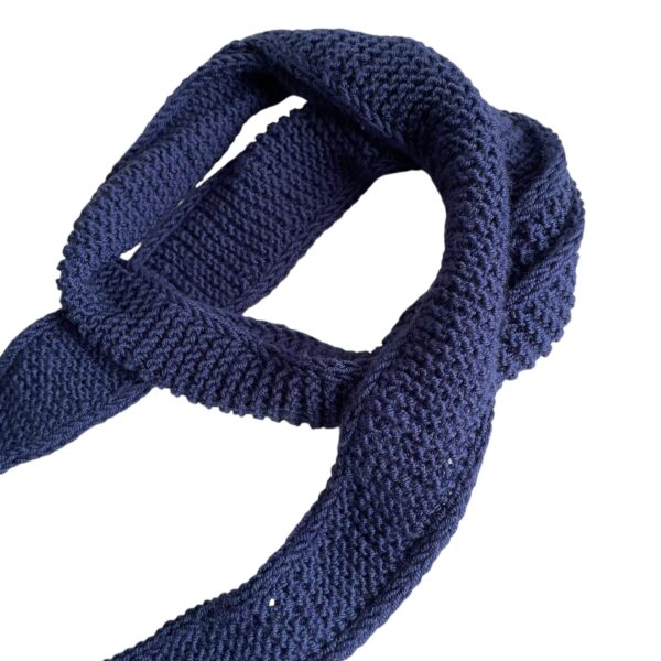 Hand knit skinny scarf - Navy - Image 2