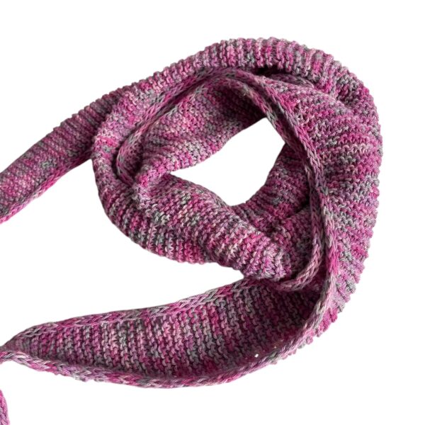 Hand knit skinny scarf - Pink - Image 3