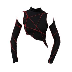 Black & red detachable sleeve top