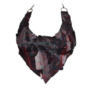 Denim red scraps halter, breasted (S)