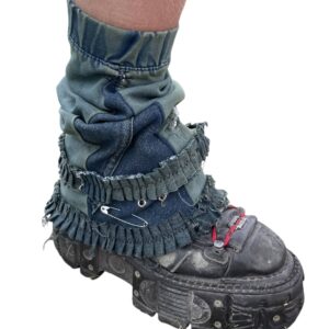 Green denim leg/arm warmers