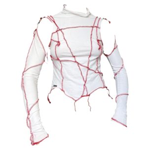 White & red detachable sleeve top (S/M)