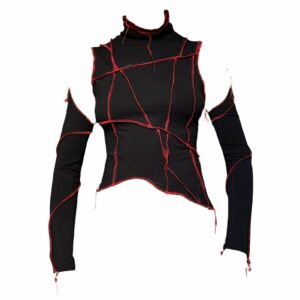 Black & red detachable sleeve top (S)