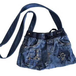 Denim cross body bag, blue star