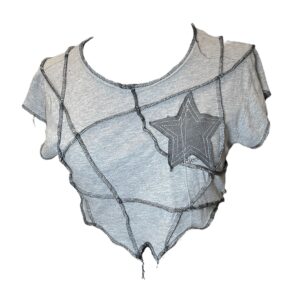 Grey overlock star crop (S)