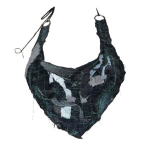 Denim green scraps halter, breasted (S)