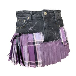 Pleated denim skirt, purple (S)