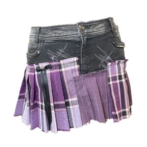 Pleated denim skirt, purple (M)