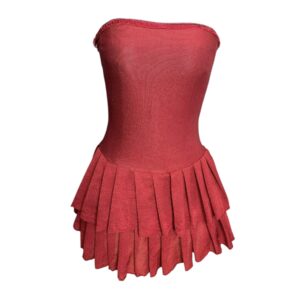 Red pleat mini dress (S)