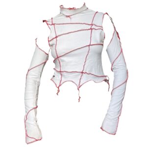 White & red detachable sleeve top (M/L)