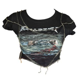 Black-green overlock tee (S)