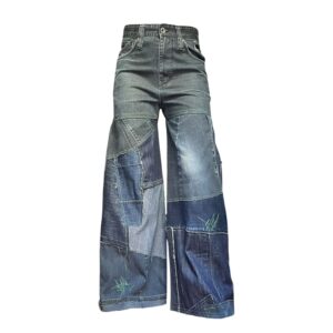 Patched ash baggy jeans (M)