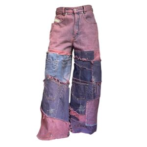 Patched rose baggy jeans (M)