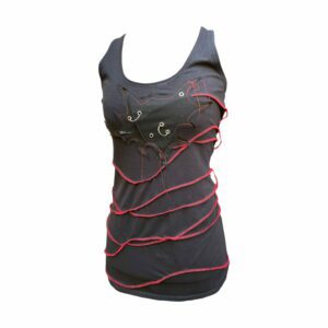 Black-red overlock mini dress(M)