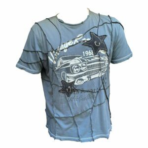 Blue vintage car overlock tee (XXL)